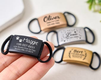 Inschuifbare hondentags voor honden Gepersonaliseerd hondenlabel, stille hondenpenning, opschuifbare hondenhalsband, aangepast hondenpenning, gegraveerd hondennaamplaatje, hondencadeaus