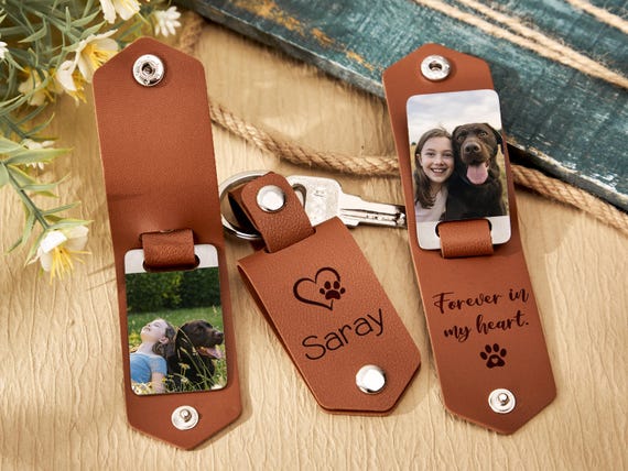 Personalized Leather Keychains for Dog Lovers,Custom Photo Dog Keychain,Personalized Memorial Pet Keychains,Condolence Gifts for Pet Owners