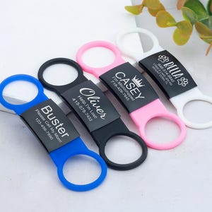 Slide on dog tags for dogs,Silent dog tag,Dog gifts,Personalized dog ID tag,Slide on pet collar tag,Engraved dog name tag,New puppy tag