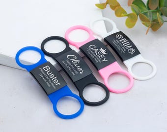 Slide on dog tags for dogs,Silent dog tag,Dog gifts,Personalized dog ID tag,Slide on pet collar tag,Engraved dog name tag,New puppy tag