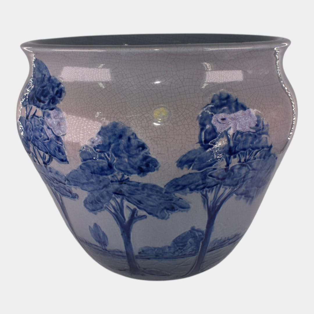 Weller Rhead Weller Jap Birdimal Rhead Pottery Large Blue Scenic Jardiniere Planter ...