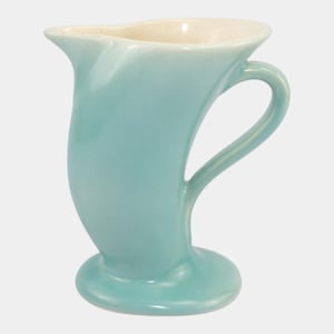 Weller Ivoris 1930s Vintage Art Deco Pottery Blue Ceramic Handled Pitcher