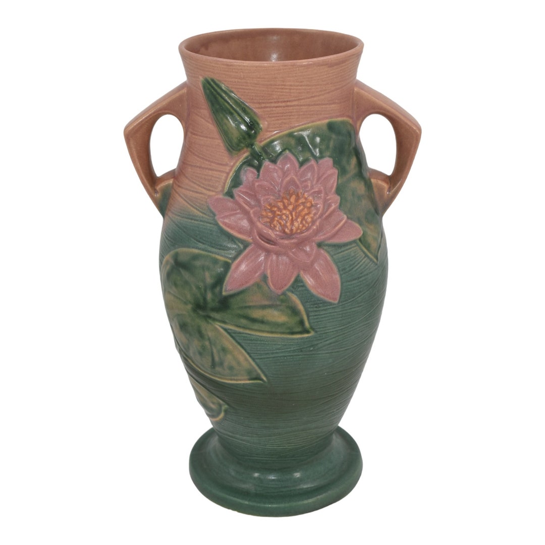 Roseville Water Lily Pink 1943 Vintage Art Deco Pottery Ceramic Floor ...