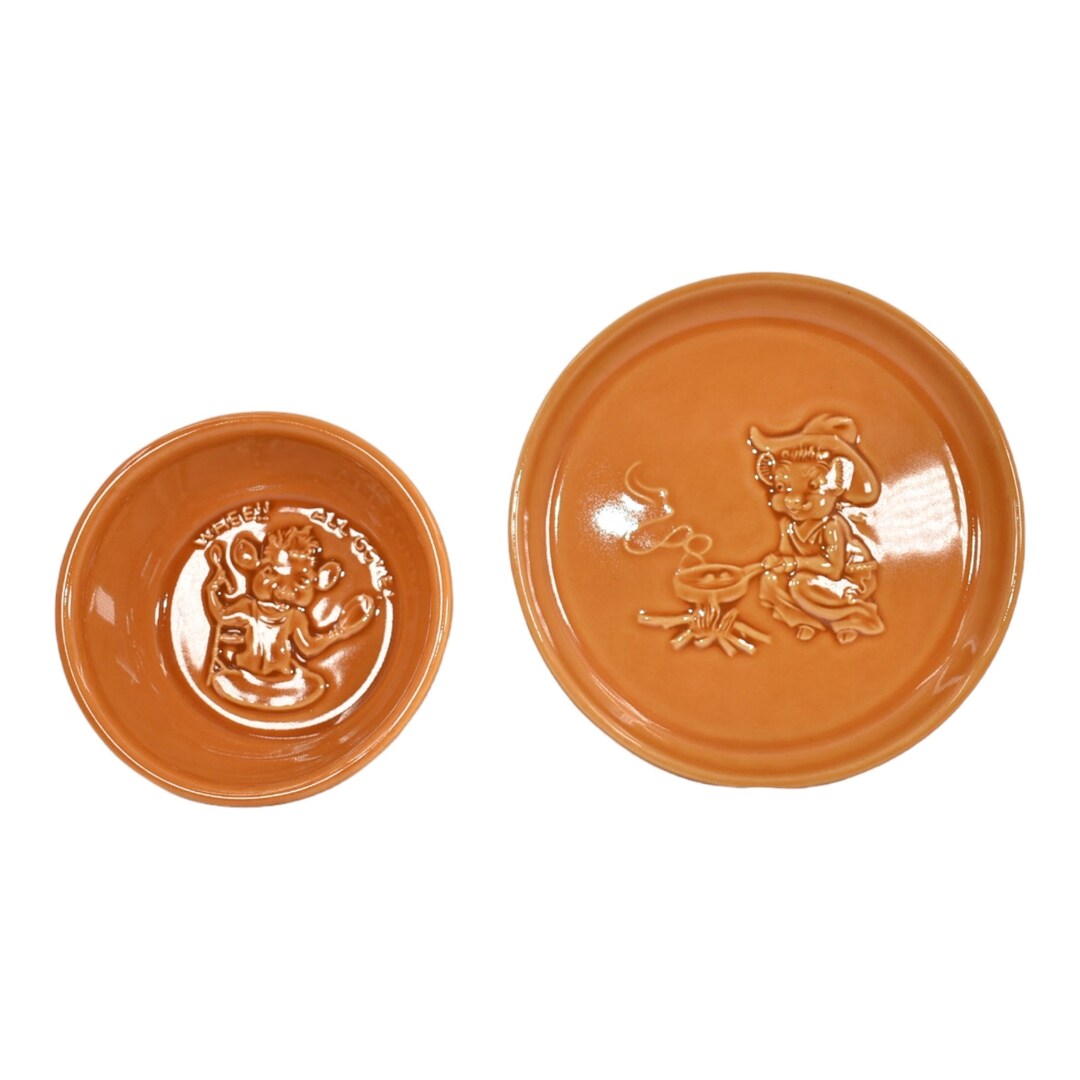 Roseville Borden Milk Co Art Pottery Orange Cow Bowl Plate Etsy