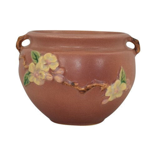 Roseville Apple Blossom Pink 1949 Mid Century Pottery Jardiniere shops Planter 300-4