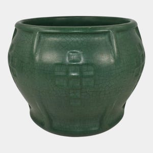 Weller Matte Green 1910s Vintage Art Pottery Ceramic Jardiniere Planter