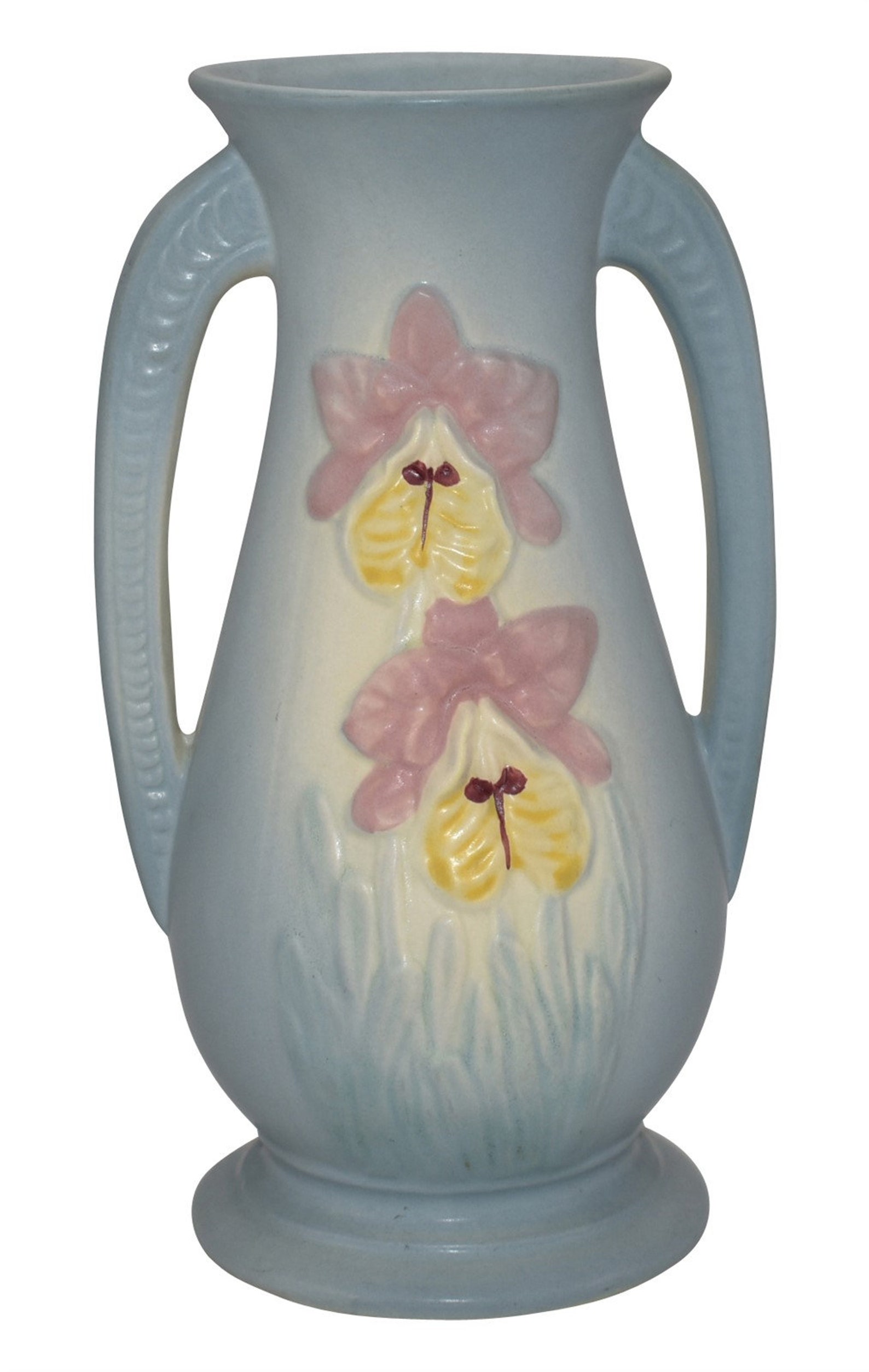 Hull Pottery Orchid Blue Vase 3028 Etsy