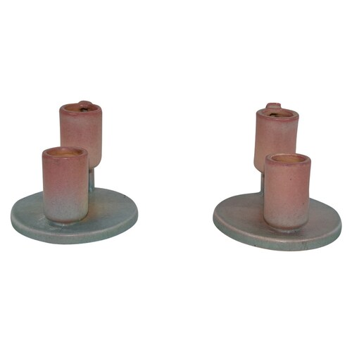 Roseville Pottery Ixia Pink Candle Holders shops 1127