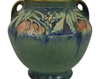 Roseville Baneda Green 1932 Vintage Arts And Crafts Pottery Ceramic Vase 591-6