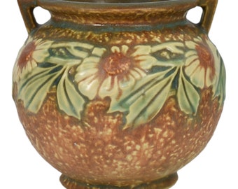 Roseville Dahlrose 1928 Arts And Crafts Pottery Ceramic Jardiniere Planter 614-4