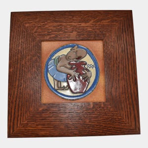 Flint Faience 1920s Zodiac Art Pottery Aquarius Framed Ceramic Tile