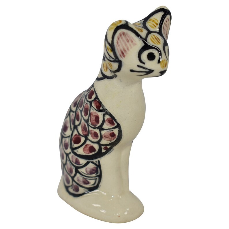 Shearwater Pottery 2016 Hand Painted Small Cat Figurine Etsy