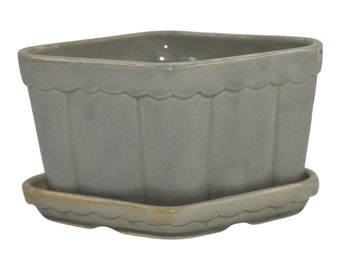 Shawnee Duotone Vintage Pottery Gray Diamond Shaped Ceramic Flower Pot Planter