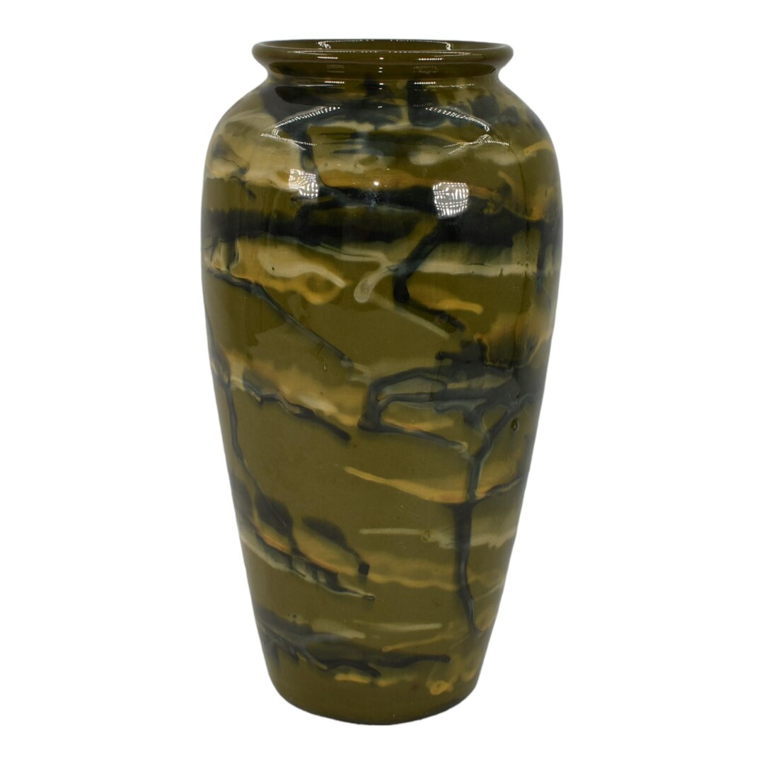 Peters and Reed Marbelized 1920s Art Pottery Green Blue Yellow Ceramic ...