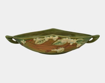 Roseville Snowberry Green 1947 Vintage Art Pottery Console Bowl 1BL1-10