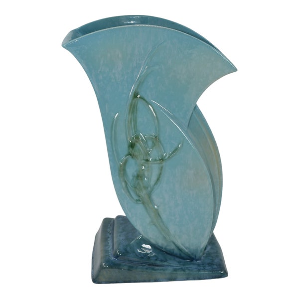 Roseville Wincraft Blue 1948 Mid Century Modern Art Pottery Ceramic Vase 275-12