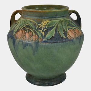 Roseville Baneda Green 1932 Vintage Arts And Crafts Pottery Ceramic Vase 591-6