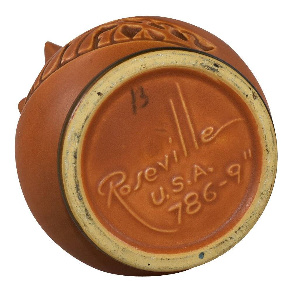 Roseville Pottery Silhouette 1950 Russet Brown Mid Century Modern Vase 786-9