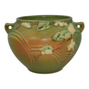 Roseville Snowberry Green 1947 Vintage Pottery Ceramic Jardiniere Planter 1J-4