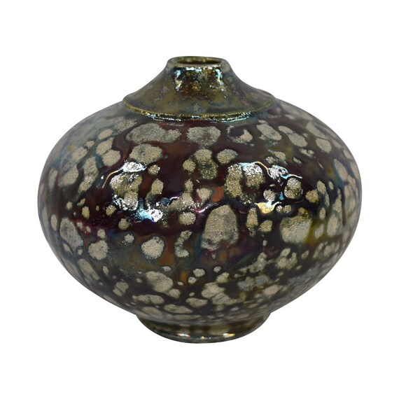 Lois Gress Neal Studio Art Pottery Iridescent Metallic Raku Etsy