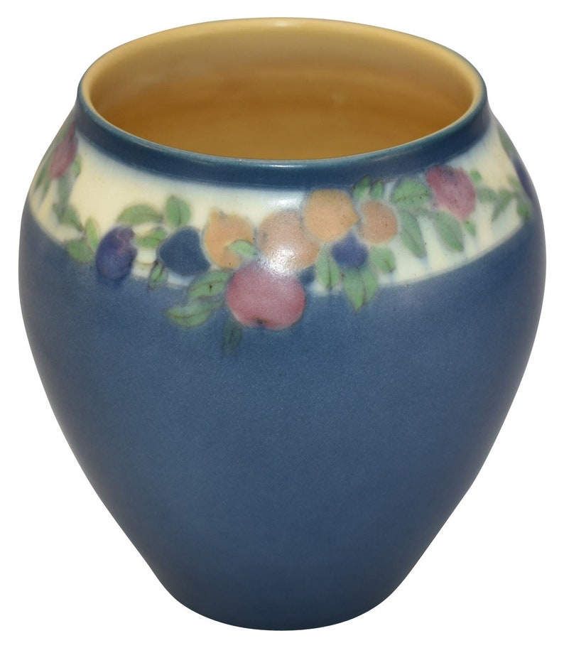 Rookwood Pottery 1919 Blue Vellum Ring Of Fruit Vase 1343 Etsy