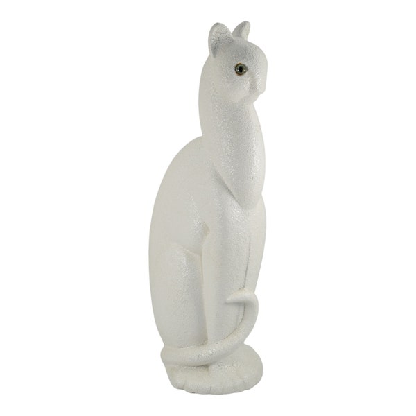 Royal Haeger 1950s Mid Century Pottery White Winking Egyptian Cat Figurine 616