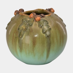 Ephraim Faience 2023 Hand Made Pottery Experimental Acorn And Oak Ceramic Vase