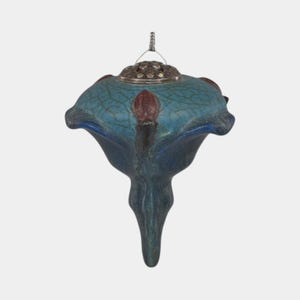 Ephraim Faience 2021 Pottery Blue Revival Spindle Ceramic Christmas Ornament