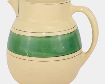 Roseville Pottery Creamware Utility Ware 1920 Green Banded Art Deco Pitcher 1309