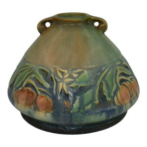 Roseville Baneda Green 1932 Vintage Art Deco Pottery Ceramic Squat Vase 603-4