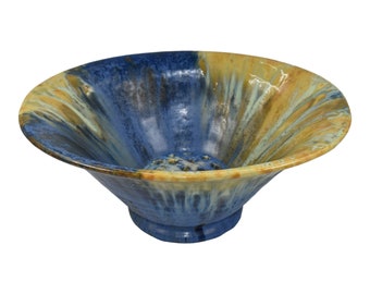 Roseville Imperial II Blue 1930 Vintage Pottery Ceramic Flower Frog Bowl 207-8
