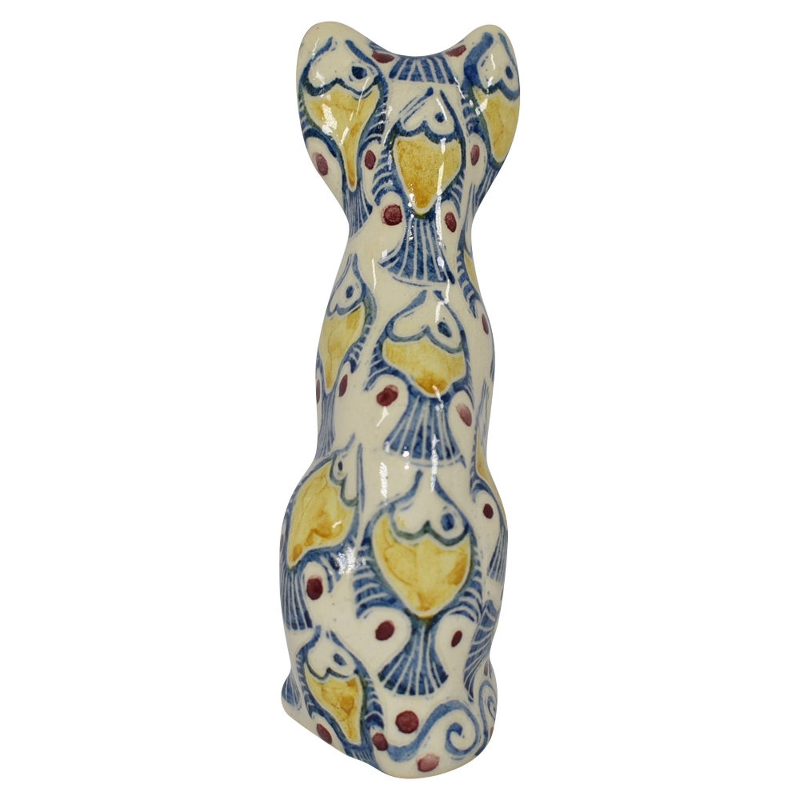 Shearwater Pottery 2017 Hand Painted With Fish Cat Figurine Etsy
