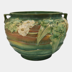 Roseville Luffa Green 1934 Vintage Art Deco Pottery Jardiniere Planter 631-9