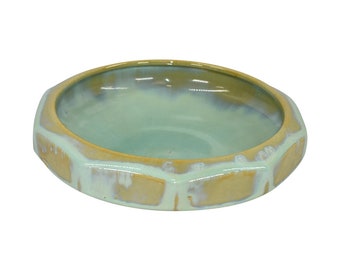 Fulper 1917-34 Arts And Crafts Pottery Yellow Green Ten Sided Ceramic Bowl 455