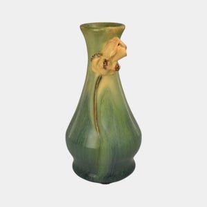 Ephraim Faience 2023 Hand Made Pottery Miniature Fluted Iris Ceramic Vase