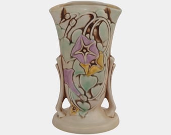 Roseville Morning Glory White 1935 Vintage Art Pottery Ceramic Flower Vase 725-7