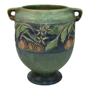 Roseville Baneda Green 1932 Vintage Arts And Crafts Pottery Vase 606-7