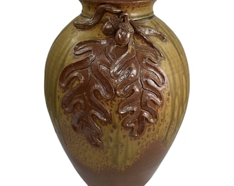 Door Studio Art Pottery 2012 Hand Thrown Mighty Oak Brown Ceramic Vase Tiller