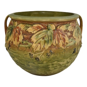 Roseville Blackberry 1932 Arts And Crafts Pottery Brown Jardiniere Planter 623-8