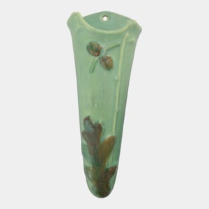 Weller Oak Leaf 1930s Vintage Art Deco Pottery Brown Acorns Green Wall Pocket