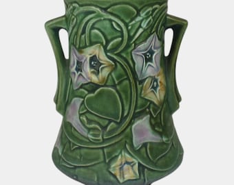 Roseville Morning Glory Green 1935 Art Deco Pottery Ceramic Vase 724-6