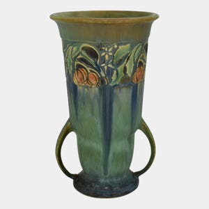 Roseville Baneda Green 1932 Vintage Arts And Crafts Pottery Ceramic Vase 593-8