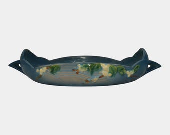 Roseville Snowberry Blue 1947 Vintage Art Pottery Ceramic Console Bowl 1BL2-12