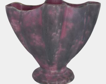 Burley Winter 1930s Vintage Art Pottery Purple Fan Vase