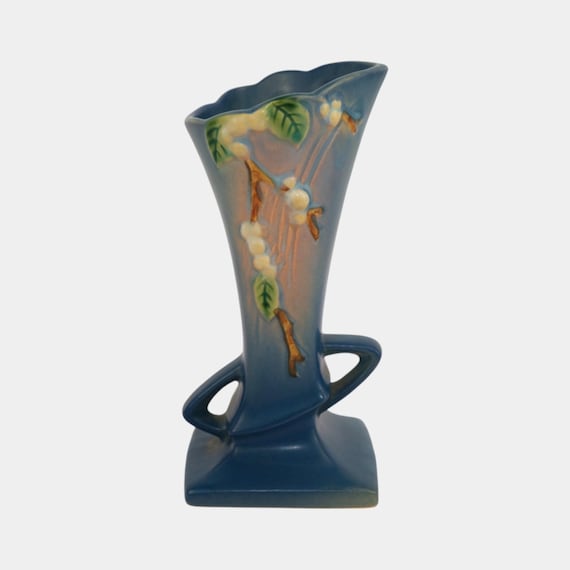 Roseville Snowberry Blue 1947 Mid Century Modern Art Pottery Vase