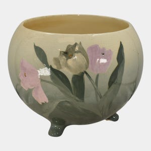 Roseville Rozane Light Green 1900s Art Pottery Footed Ceramic Jardiniere Planter