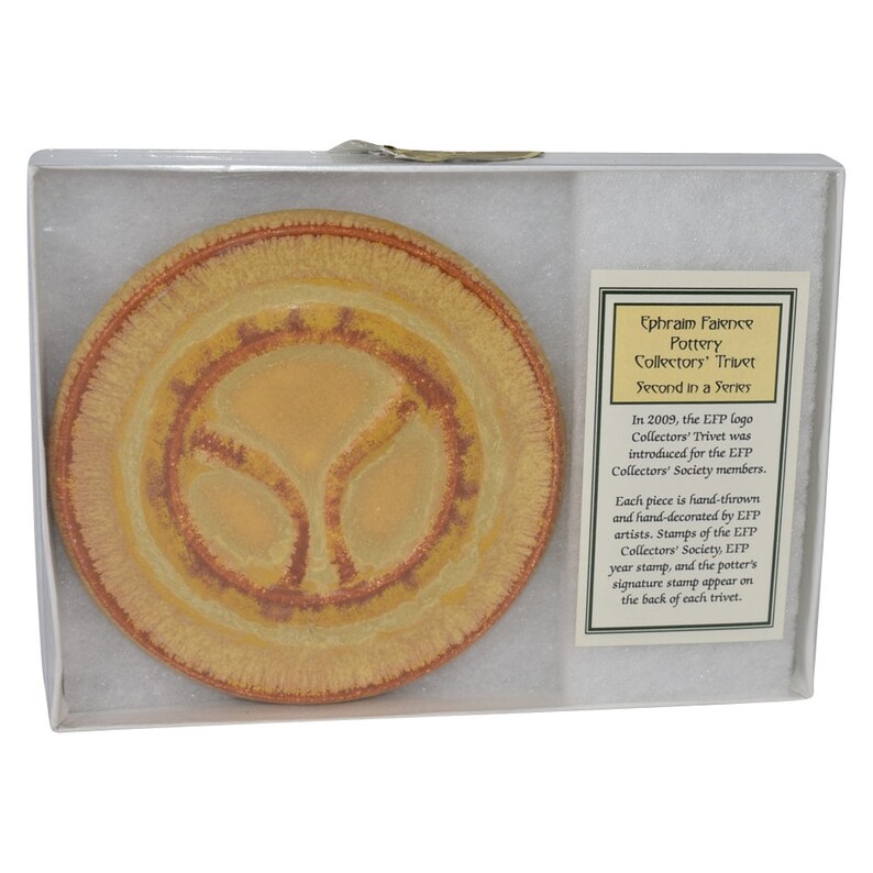 Ephraim Faience Pottery 2010 Collectors Orange and Yellow Logo Etsy