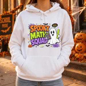 Spooky Math Teacher Shirt Matching Team Halloween Sweatshirt Ghost Math Squad Gift Retro Educator Trick or Teach
