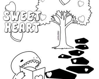 coloring page Dino valentine