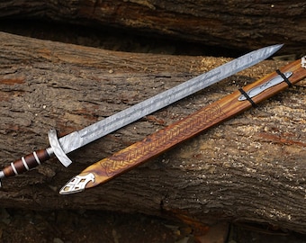 Handmade King Ragnar Lothbrok Viking Sword – Handcrafted Authentic Norse Replica with Scabbard, Perfect for Collectors and Special Occasions